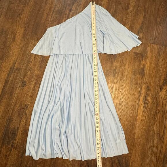 ASOS US size 2 pale blue one shoulder pleated crop top midi dress - Picture 12 of 16